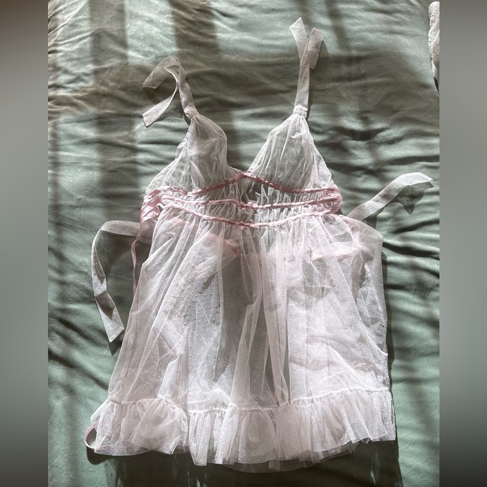 for love and lemons white coquette lingerie see-through coverup slip dress